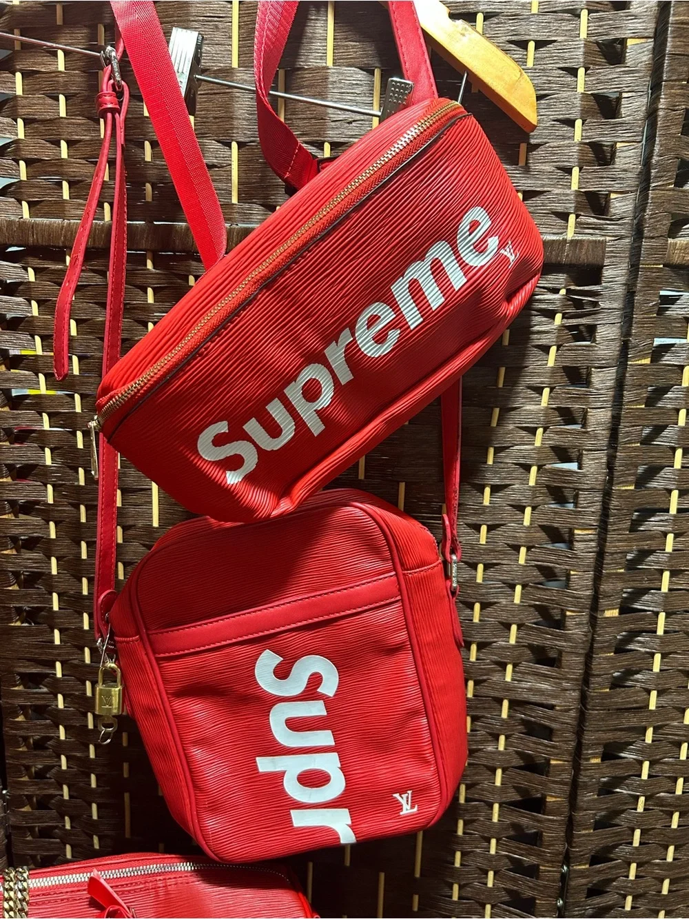 Supreme Red Travel Bag Collection with White Logo